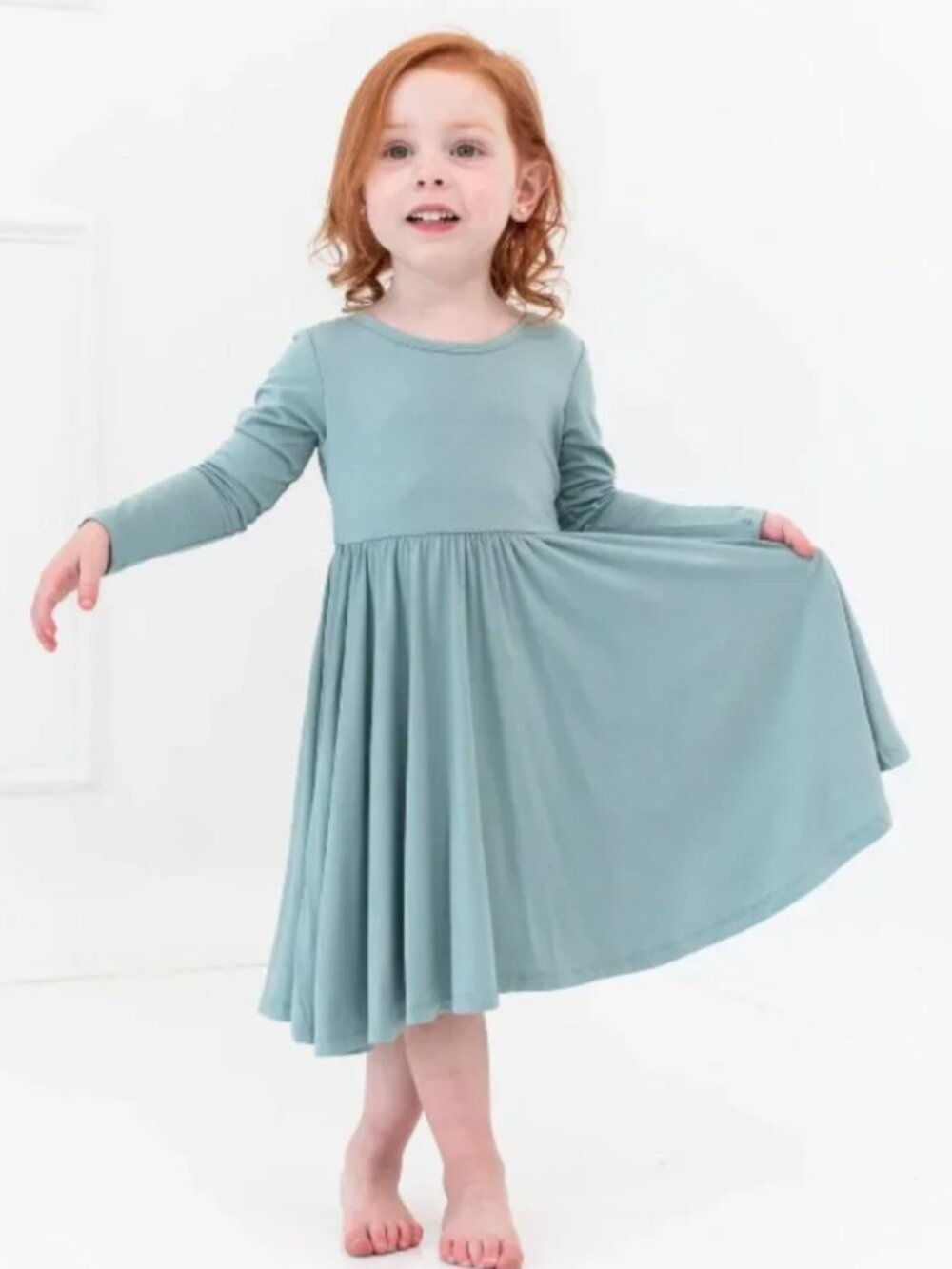 NWT Kyte BABY Long Sleeve Twirl Dress in Glacier